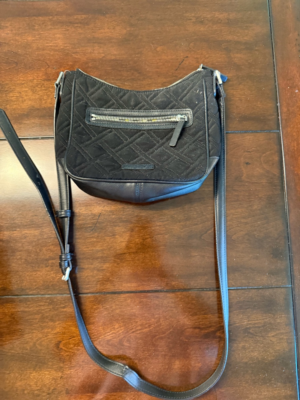 Vera Bradley Black Crossbody with Multicolor Geometric Lining